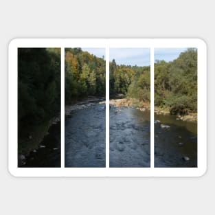 View from the bridge on the Sola river in Wegierska Gorka (Bulwar). Autumn sunny day. Sticker